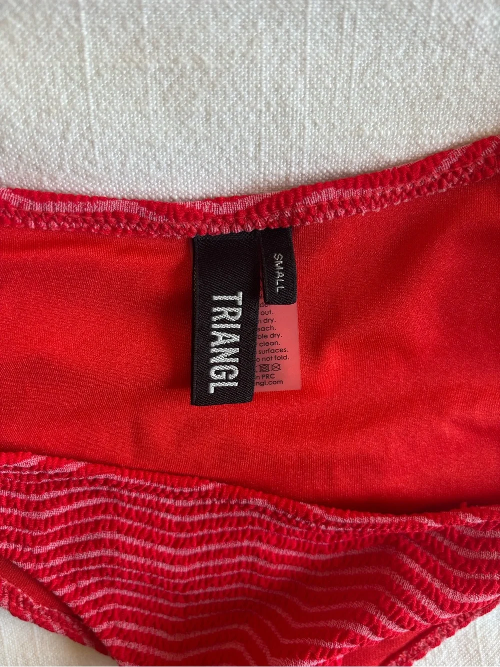 triangl swimwear Red Ribbed Two-Piece Bikini with Striped Detail